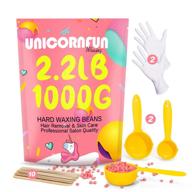 🦄 unicornfun hard wax beads for effective hair removal, 2.2lb wax beans with two measuring spoons, brazilian bikini waxing at home for face body legs underarms, ideal for women and men logo