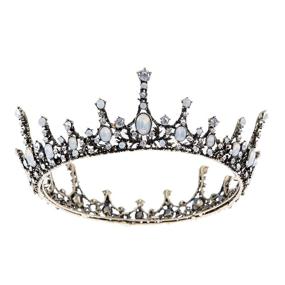 img 4 attached to 👑 Vintage Crystal Baroque Queen Crown - Elegant Tiara for Weddings, Proms, and Pearled Hair Accessories - Ideal for Women and Girls - SWEETV