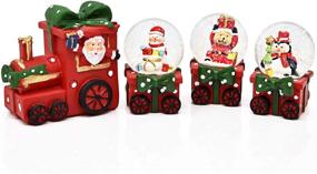 img 4 attached to 🚂 Christmas Train Snow Globe Decoration Set – 4 Piece Glitter Dome Water Globes with Santa, Snowman, Winter Tree – Collectible Table Decor in Glass Ball