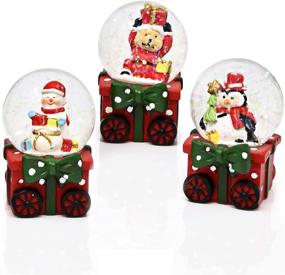 img 1 attached to 🚂 Christmas Train Snow Globe Decoration Set – 4 Piece Glitter Dome Water Globes with Santa, Snowman, Winter Tree – Collectible Table Decor in Glass Ball