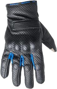 img 2 attached to SWIFT Motorcycle Biker Gloves Black Premium Leather: All Weather, Padded for Men and Women, Breathable Moisture Wick, Blue-Sm Size