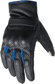 img 3 attached to SWIFT Motorcycle Biker Gloves Black Premium Leather: All Weather, Padded for Men and Women, Breathable Moisture Wick, Blue-Sm Size