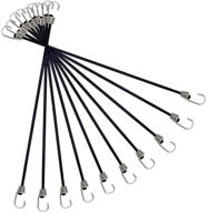 🔗 10 pack mini bungee cords with carabiner hooks, 9 inch rubber stretchy cords for camping, tools, tarps (black) logo