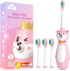 img 4 attached to 🦷 Rechargeable Electric Toothbrush for Kids, Sonic Teeth Brush with Timer for Boys and Girls Ages 3+, 3 Modes with Memory, 4 Soft Brush Heads (Pink)