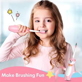 img 1 attached to 🦷 Rechargeable Electric Toothbrush for Kids, Sonic Teeth Brush with Timer for Boys and Girls Ages 3+, 3 Modes with Memory, 4 Soft Brush Heads (Pink)