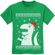 🎄 big trex santa dinosaur sweater style kids t-shirt: festive and fun ugly christmas apparel logo