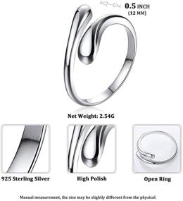 img 2 attached to 💍 ChicSilver Teardrop Minimalist Ring: 925 Sterling Silver, Stylish, Tarnish Resistant, Adjustable Size - Perfect Women's Promise Ring with Gift Box