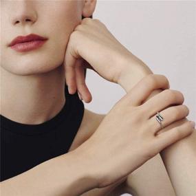 img 3 attached to 💍 ChicSilver Teardrop Minimalist Ring: 925 Sterling Silver, Stylish, Tarnish Resistant, Adjustable Size - Perfect Women's Promise Ring with Gift Box