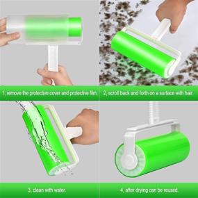 img 2 attached to 🐾 Introducing the Sticky Lint Roller 5 Pack - Reusable Pet Hair Remover with Cover, Ideal for Clothes, Carseats, and More! (Large/Small Sizes, Green)