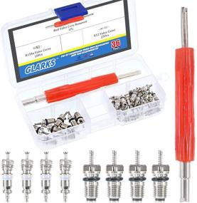 img 4 attached to Glarks Car Air Conditioner Valve Core Schrader Valve Cores Kit - A/C R12 R134a Refrigeration Tire Valve Accessories with Dual Head Dismantling Tool Set