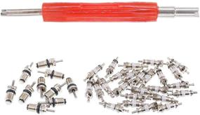 img 1 attached to Glarks Car Air Conditioner Valve Core Schrader Valve Cores Kit - A/C R12 R134a Refrigeration Tire Valve Accessories with Dual Head Dismantling Tool Set