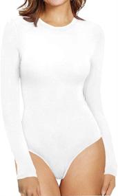 img 4 attached to 👗 MANGOPOP Women's Sleeve Bodysuit Jumpsuit: The Epitome of Stylish Women's Clothing