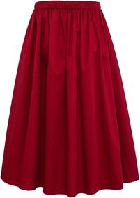 img 3 attached to 👗 Women's Casual Flared Skirts with Elastic Waistband and Pockets - Fashionable Women's Clothing