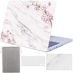 img 4 attached to 🌸 Sykiila Floral White Marble 4-in-1 MacBook Pro 13 Inch Case + HD Screen Protector + Keyboard Cover + Hard Shell - A1425 / A1502