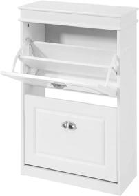 img 4 attached to Hassle-free Organization: Haotian FSR78-W White 2 Flip Drawers Shoe Cabinet - Freestanding Rack for Neat Shoe Storage