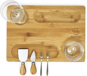 img 4 attached to Bamboo Cheese Board and Cutlery Set: Premium Wood Charcuterie Platter and Serving 🧀 Tray for Wine Glasses, Bowls - Perfect House Warming Gift from Misoph Collection by PandPal