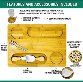 img 3 attached to Bamboo Cheese Board and Cutlery Set: Premium Wood Charcuterie Platter and Serving 🧀 Tray for Wine Glasses, Bowls - Perfect House Warming Gift from Misoph Collection by PandPal