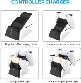 img 1 attached to 🎮 MENEEA Dual Charger Station: Fast Charging Stand Dock for PS5 Controller with LED Indicator and AC Adapter