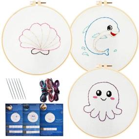 img 4 attached to 🧵 WODISON Easy Embroidery Kit: Inspire Creativity with Animal Patterns for Beginner Kids & Adults – Includes Craft Embroidery Hoops, Floss Thread, and Needles (3PCS)