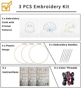 img 3 attached to 🧵 WODISON Easy Embroidery Kit: Inspire Creativity with Animal Patterns for Beginner Kids & Adults – Includes Craft Embroidery Hoops, Floss Thread, and Needles (3PCS)