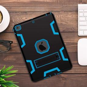 img 3 attached to 📱 TIANLI Case for iPad Air 3 - Triple-Layer Plastic and Silicone Protection - Heavy-Duty Shockproof Protective Cover for iPad Air 9.7 inch - Black Blue