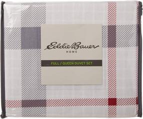 img 2 attached to Eddie Bauer Home Portage Bay Collection: Queen Grey Plaid Duvet Cover & Sham Set - Soft, Cozy 100% Cotton, Premium Quality, Machine Washable