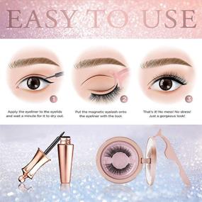 img 2 attached to 💁 Magnetic Eyelashes with Eyeliner: Easy Application & Long-Lasting Results – 3 Pairs of Natural-Looking Magnetic Lashes with Upgraded Glue-Free Magnetic Eyeliner