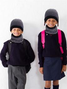 img 2 attached to 4-Piece Ski Warm Set: Winter Hat, Scarf, Warmer Gloves & Outdoor Earmuffs – Grey, for Adults & Kids