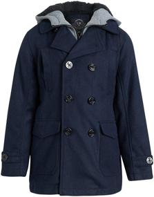 img 4 attached to Stylish Republic Peacoat with Faux Fur Pockets for Boys in Charcoal - Trendy Winter Clothing