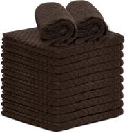 🍽️ talvania kitchen dishcloths - 12 pack soft cotton terry cleaning rag, absorbent dish towels 12” x 12” - brown logo