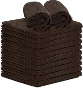 img 4 attached to 🍽️ Talvania Kitchen Dishcloths - 12 Pack Soft Cotton Terry Cleaning Rag, Absorbent Dish Towels 12” X 12” - Brown