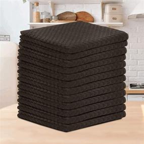 img 3 attached to 🍽️ Talvania Kitchen Dishcloths - 12 Pack Soft Cotton Terry Cleaning Rag, Absorbent Dish Towels 12” X 12” - Brown