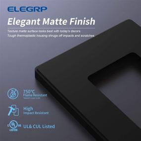 img 3 attached to ELEGRP 1-Gang Screwless Decorative Wall Plates: 🔌 Unbreakable Matte Black Covers for Outlet Switches (10 Pack)