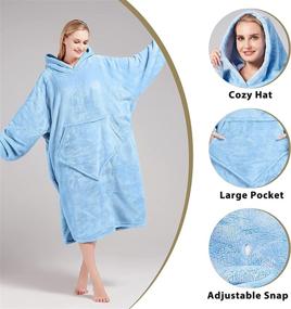 img 2 attached to Fomoom Oversized Wearable Blanket Hoodie - Super Warm and Cozy Fleece Sweatshirt for Adult Women, Men, and Teens, with Sleeves, Large Pocket, One Size Fits All