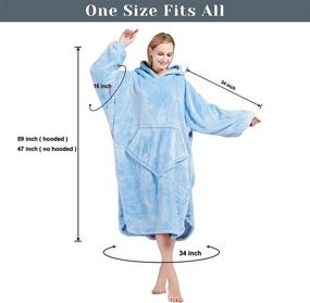 img 3 attached to Fomoom Oversized Wearable Blanket Hoodie - Super Warm and Cozy Fleece Sweatshirt for Adult Women, Men, and Teens, with Sleeves, Large Pocket, One Size Fits All