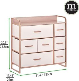 img 2 attached to 🌸 mDesign Dresser Storage Organizer - Large Standing Unit for Bedroom, Office, Entryway, Living Room, and Closet - 7 Removable Fabric Drawers - Pink/Rose Gold