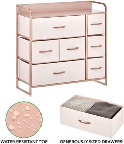 img 1 attached to 🌸 mDesign Dresser Storage Organizer - Large Standing Unit for Bedroom, Office, Entryway, Living Room, and Closet - 7 Removable Fabric Drawers - Pink/Rose Gold