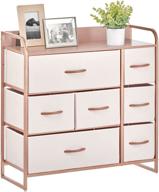 🌸 mdesign dresser storage organizer - large standing unit for bedroom, office, entryway, living room, and closet - 7 removable fabric drawers - pink/rose gold logo