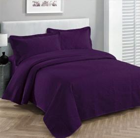 img 1 attached to Luxury Embossed Bedspread Coverlet in Solid Purple - Oversized King/California King 118"x106" by Fancy Collection