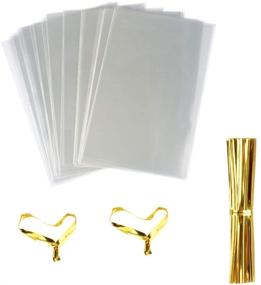 img 3 attached to 100PCS Clear Treat Bags 4x6 Cellophane Bags for Party Favors with 100 PCS 4'' Metallic Twist Ties - Ideal for Wedding, Kids Birthday, Candy, Popcorn, Gift, Bakery, Cookies (100 PCS 4 by 6 Inch)