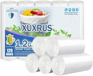 xuxrus small biodegradable trash bags 1.2 gallon (5 liter) – 120 count, white – ideal for toilet, office, kitchen, desk – fits 0.8, 1.2, 2, gal, 4.5l waste baskets logo