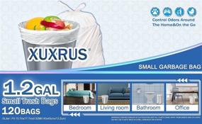 img 2 attached to XUXRUS Small Biodegradable Trash Bags 1.2 Gallon (5 Liter) – 120 Count, White – Ideal for Toilet, Office, Kitchen, Desk – Fits 0.8, 1.2, 2, Gal, 4.5l Waste Baskets