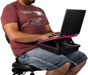 img 4 attached to 📚 Удобная и портативная розовая столешница для колен с ящиком для хранения - Настраиваемая подставка для ноутбука Mind Reader, встроенная подушка для комфорта, 11,25 дюймов длиной x 15 дюймов шириной x 3,25 дюйма высотой.