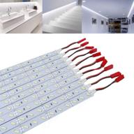 🔆 icih pack of 10pcs rigid hard led strip light daylight white 6000k smd7020 12v, bright 36leds/0.5m/8w super bright led bar strip lights with double-sided adhesive tape - ih-lrs-7020dw логотип