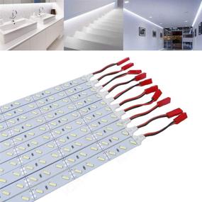 img 4 attached to 🔆 ICIH Pack of 10pcs Rigid Hard LED Strip Light Daylight White 6000K SMD7020 12V, Bright 36LEDs/0.5M/8W Super Bright LED Bar Strip Lights with Double-Sided Adhesive Tape - IH-LRS-7020DW