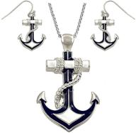 ⚓ dianal boutique silvertone nautical anchor pendant set with 24" chain: stylish necklace and earrings combo logo