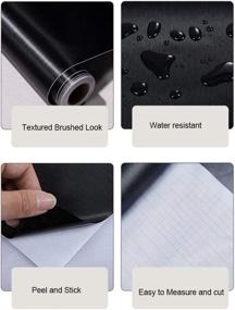 img 3 attached to 🔥 Refrigerator Dishwasher Stove Oven Appliances Kitchen Contact Paper - Black Brushed Metal Stainless Steel Look Self-Adhesive Vinyl Wallpaper for Cabinets Furniture Countertop - 15.7x117 Inches