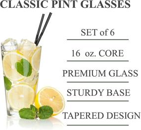 img 3 attached to 🍺 Set of 6 Classic Premium 16oz Pint Glasses - Highball Cocktail Mixing Glass for Cold Beverages, Soda, Water - Ideal for Bar, Restaurant, Pub Use