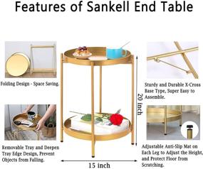 img 3 attached to 🌟 Sankell Gold End Table: Stylish 2-Tier Round Metal Side Table with Removable Tray - Perfect Small Accent Table/Nightstand for Living Rooms, Bedrooms, and Outdoor Spaces