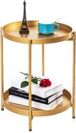 🌟 sankell gold end table: stylish 2-tier round metal side table with removable tray - perfect small accent table/nightstand for living rooms, bedrooms, and outdoor spaces логотип